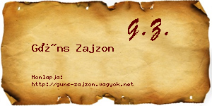 Güns Zajzon névjegykártya